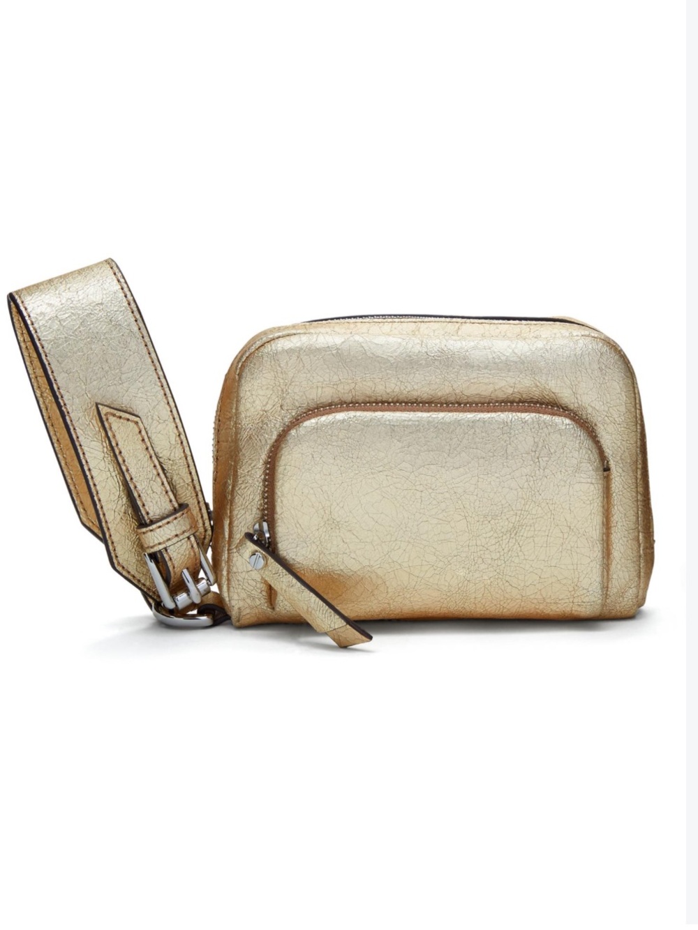Banana Republic Metallic Gold Leather Double-Zip Wristlet NEW